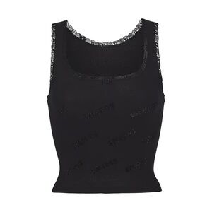 Skims rhinestone logo tank top black